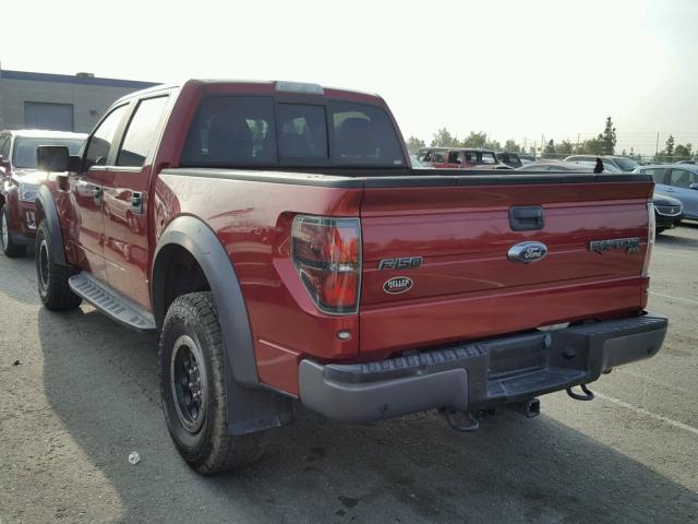 1FTFW1R62EFA45015 - 2014 FORD F150 SVT R BURGUNDY photo 3