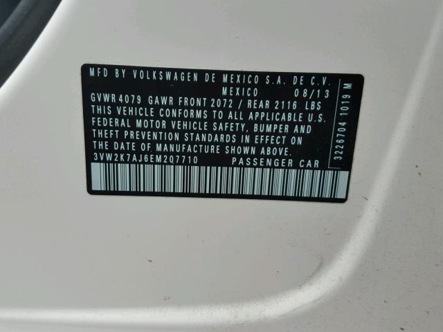 3VW2K7AJ6EM207710 - 2014 VOLKSWAGEN JETTA BASE 白色 照片 10