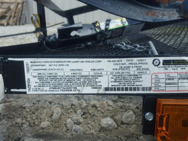 4YMBU0719JG027165 - 2018 UTILITY TRAILER BLACK photo 10