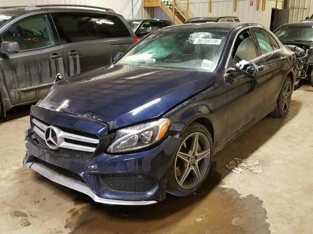 55SWF4KB1JU246135 - 2018 MERCEDES-BENZ C 300 4MAT BLUE photo 2