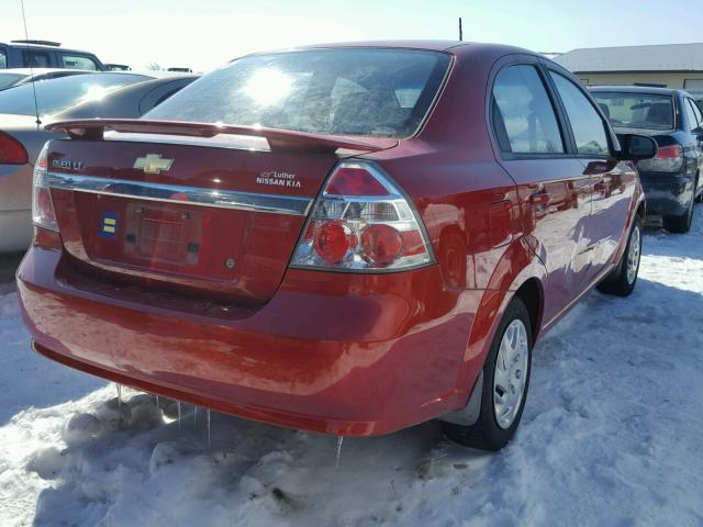 KL1TD56E09B626478 - 2009 CHEVROLET AVEO LS RED photo 4