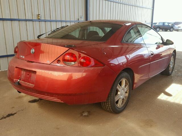 1ZWFT61L025606300 - 2002 MERCURY COUGAR V6 RED photo 4