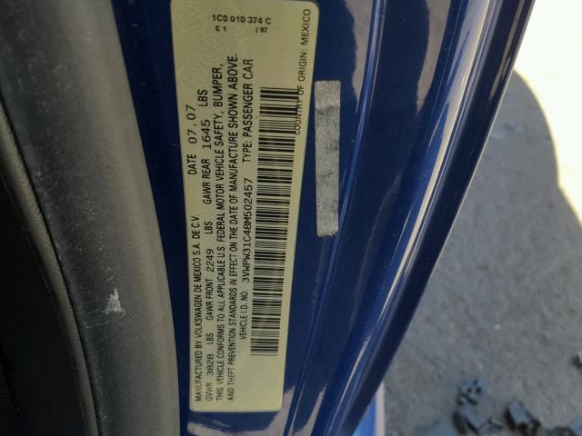 3VWPW31C48M502457 - 2008 VOLKSWAGEN NEW BEETLE 蓝色 照片 10