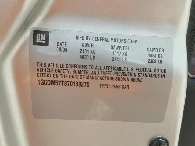 1G6DM57T870130270 - 2007 CADILLAC CTS SILVER photo 10