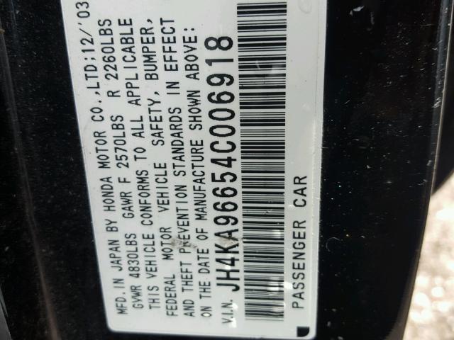 JH4KA96654C006918 - 2004 ACURA 3.5RL BLACK photo 10