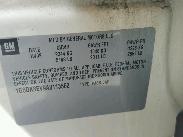 1G6DK8EV9A0113562 - 2010 CADILLAC CTS PERFOR WHITE photo 10