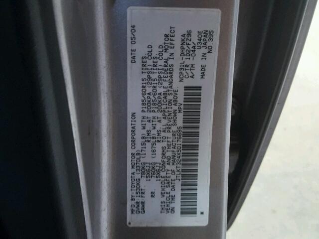 JTLKT324X50176695 - 2005 TOYOTA SCION XB 银色 照片 10