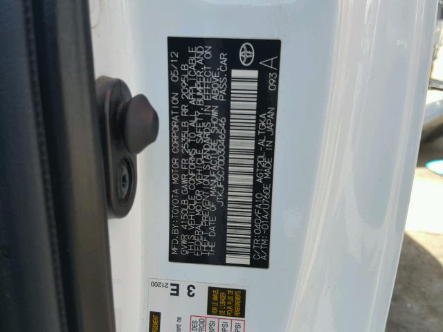 JTKJF5C70D3046546 - 2013 TOYOTA SCION TC 白色 照片 10