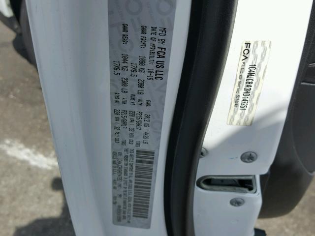 1C4NJCBA3HD147251 - 2017 JEEP COMPASS SP WHITE photo 10