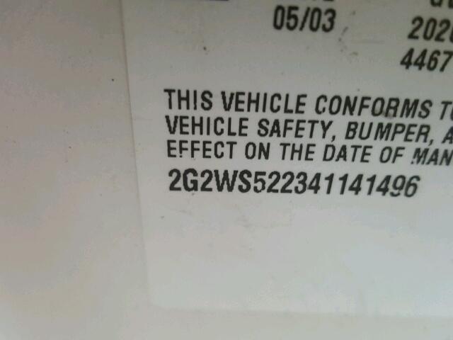 2G2WS522341141496 - 2004 PONTIAC GRAND PRIX WHITE photo 10