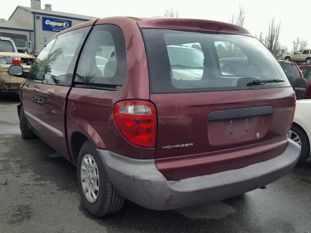 1C4GJ25B21B218044 - 2001 CHRYSLER VOYAGER BURGUNDY photo 3