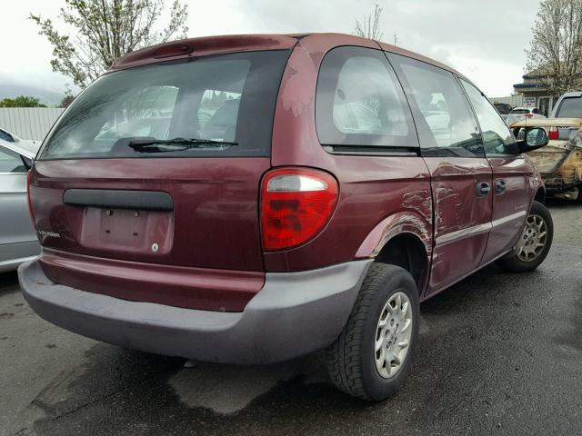 1C4GJ25B21B218044 - 2001 CHRYSLER VOYAGER BURGUNDY photo 4