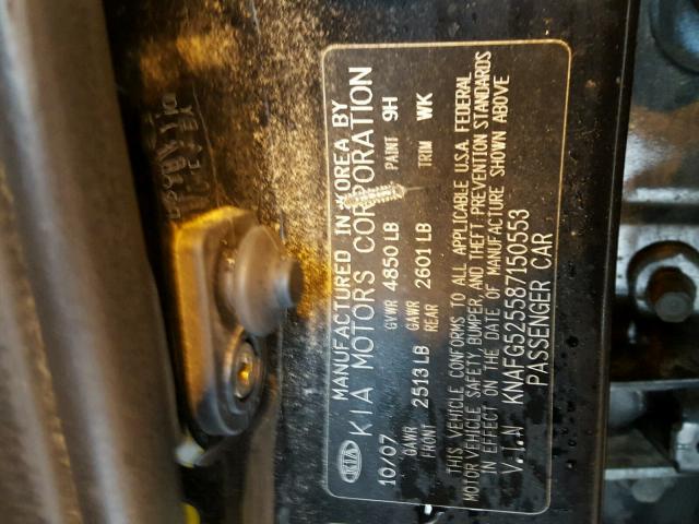 KNAFG525587150553 - 2008 KIA RONDO BASE BLACK photo 10