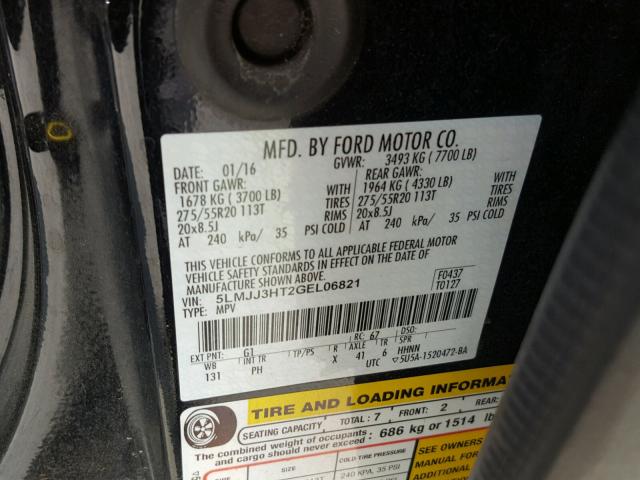 5LMJJ3HT2GEL06821 - 2016 LINCOLN NAVIGATOR 黑色 照片 10