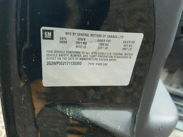 2G2WP552171135360 - 2007 PONTIAC GRAND PRIX შავი ფოტო 10