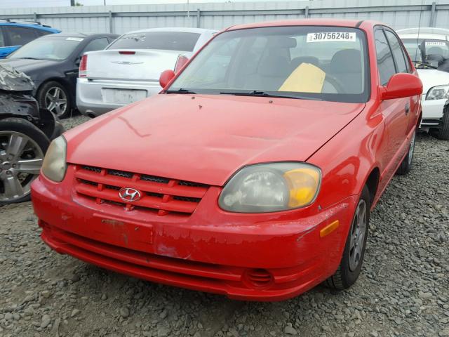 KMHCG45C44U531408 - 2004 HYUNDAI ACCENT GL RED photo 2