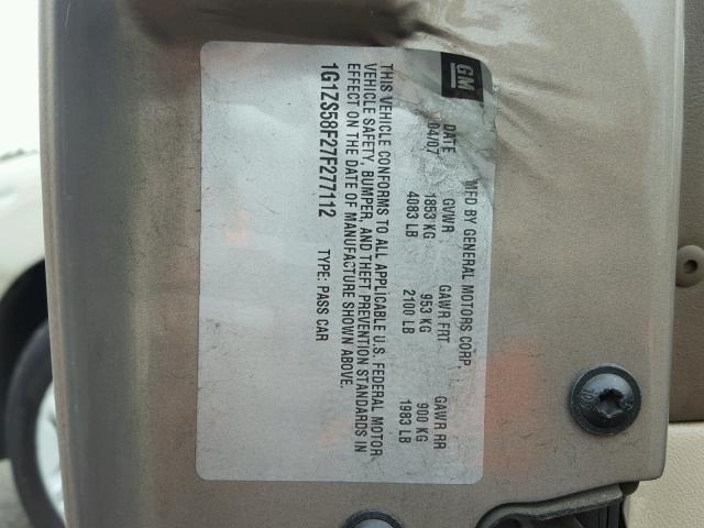 1G1ZS58F27F277112 - 2007 CHEVROLET MALIBU LS ყავისფერი ფოტო 10