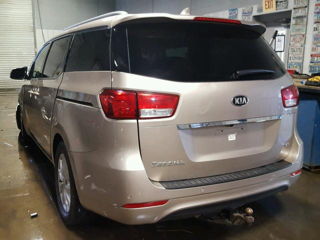 KNDMC5C12F6059308 - 2015 KIA SEDONA EX TAN photo 3