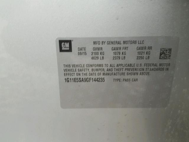 1G11E5SA9GF144235 - 2016 CHEVROLET MALIBU LIM 银色 照片 10