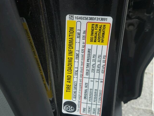 1G4GC5E38DF313091 - 2013 BUICK LACROSSE Schwarz Foto 10