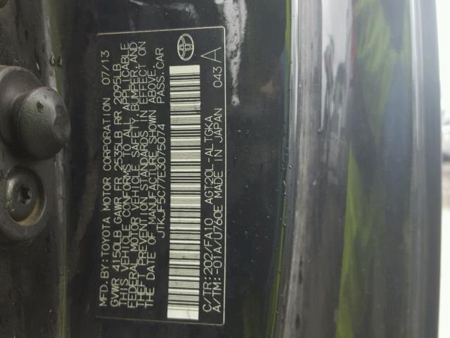 JTKJF5C77E3075074 - 2014 TOYOTA SCION TC 黑色 照片 10