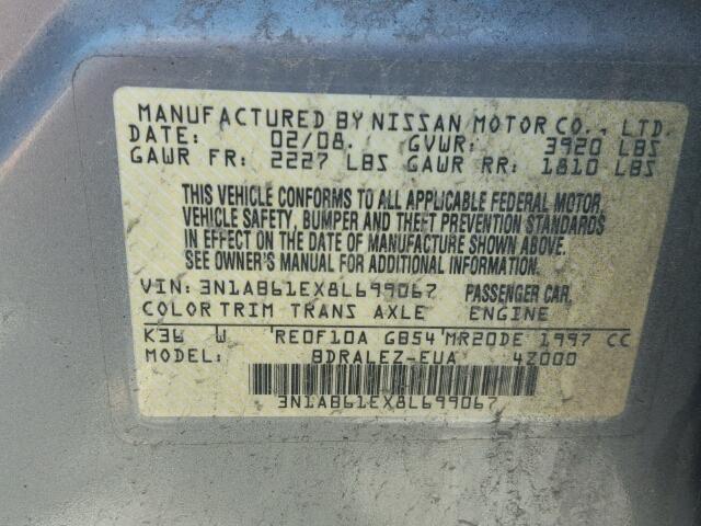 3N1AB61EX8L699067 - 2008 NISSAN SENTRA 2.0 GRAY photo 10