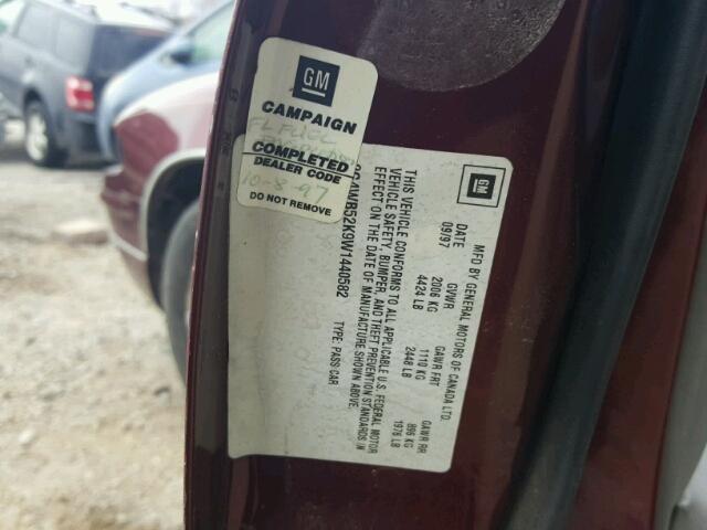 2G4WB52K9W1440582 - 1998 BUICK REGAL LS 勃艮第红 照片 10