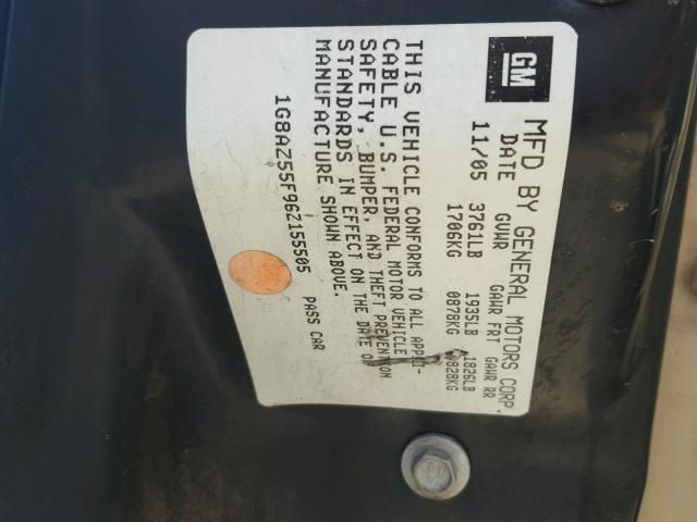 1G8AZ55F96Z155505 - 2006 SATURN ION LEVEL GREEN photo 10