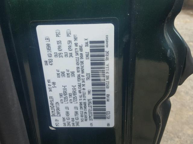 1B7MC33721J275075 - 2001 DODGE RAM 3500 GREEN photo 10