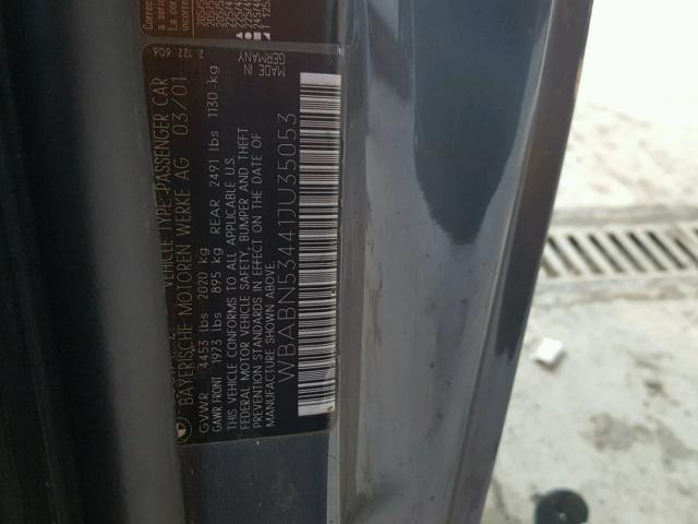 WBABN53441JU35053 - 2001 BMW 330 CI GRAY photo 10