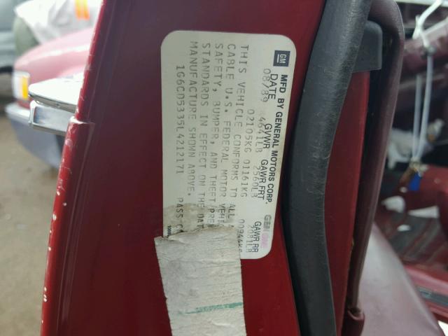 1G6CD5335L4212171 - 1990 CADILLAC DEVILLE RED photo 10