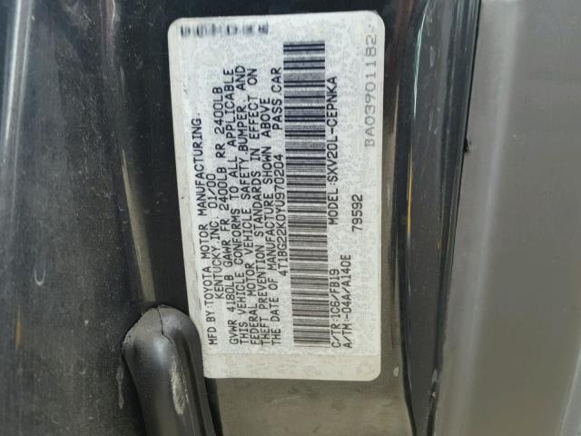 4T1BG22K0YU970204 - 2000 TOYOTA CAMRY CE GRAY photo 10