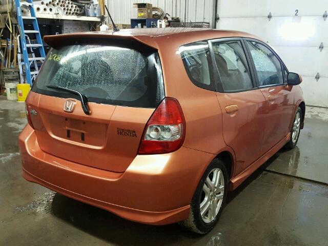 JHMGD38678S067223 - 2008 HONDA FIT SPORT ORANGE photo 4