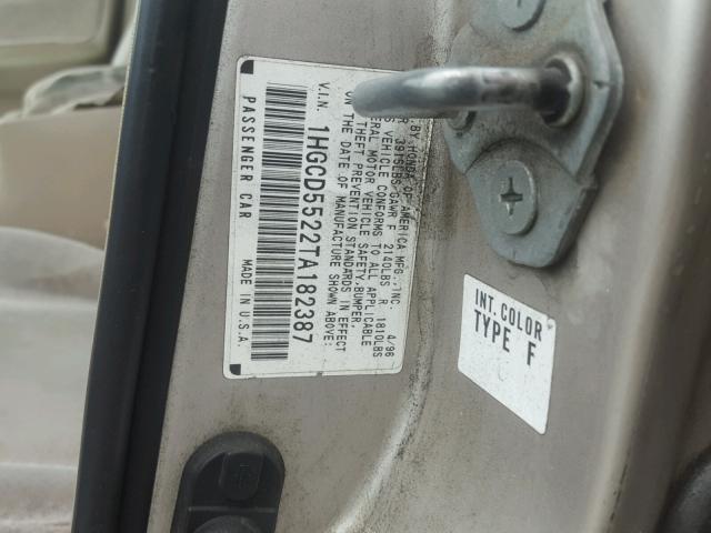 1HGCD5522TA182387 - 1996 HONDA ACCORD DX BROWN photo 10