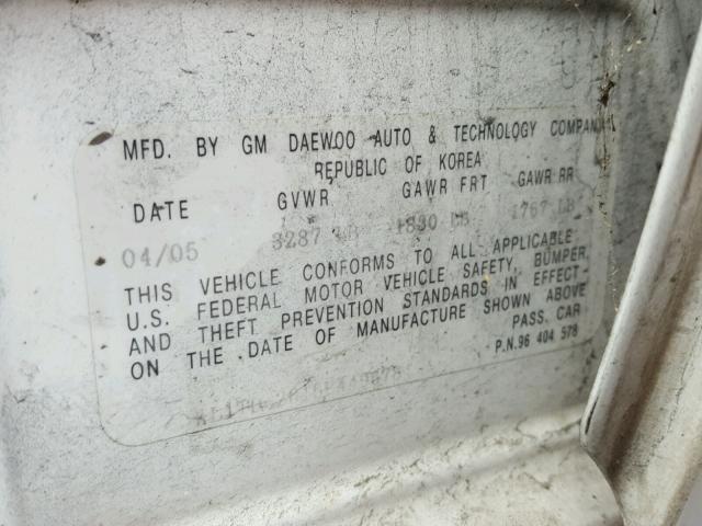 KL1TD62615B449678 - 2005 CHEVROLET AVEO BASE Ağ foto 10