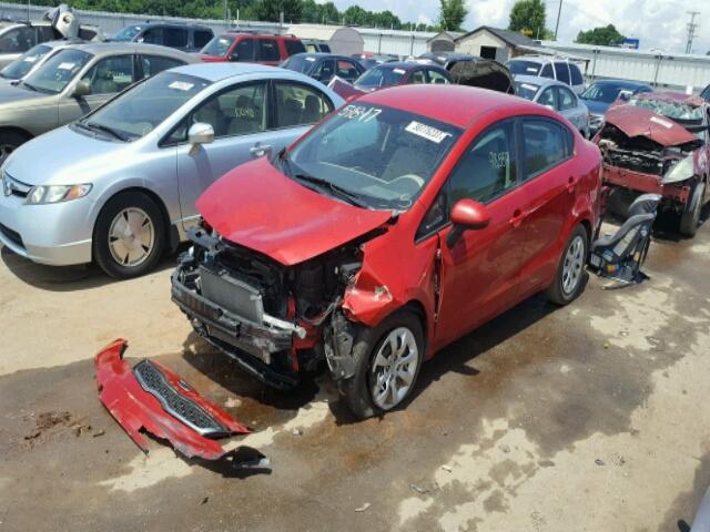 KNADN4A38C6047388 - 2012 KIA RIO EX RED photo 2