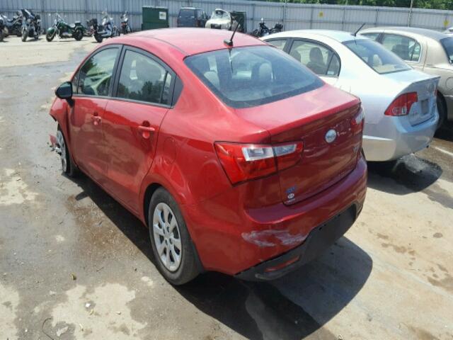 KNADN4A38C6047388 - 2012 KIA RIO EX RED photo 3