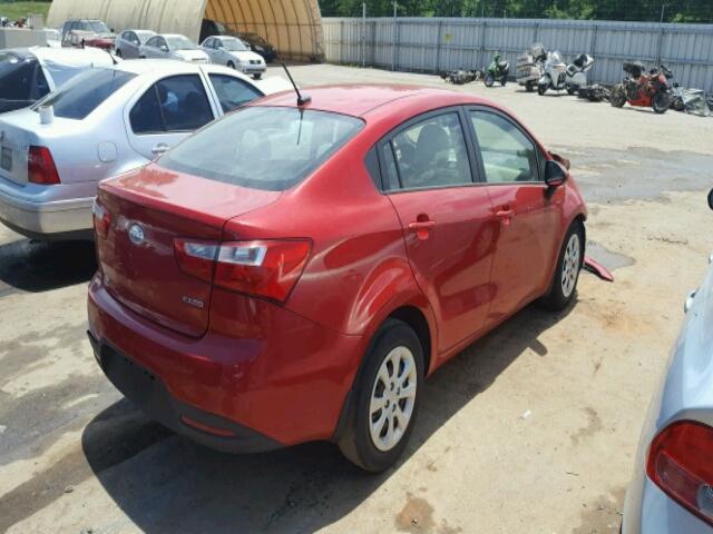 KNADN4A38C6047388 - 2012 KIA RIO EX RED photo 4