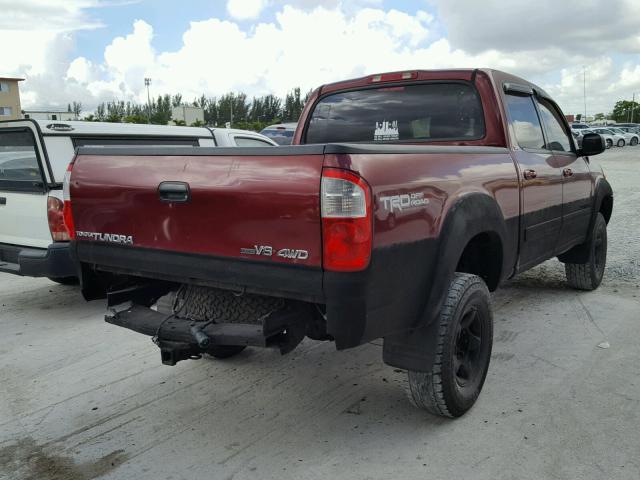 5TBDT44134S463040 - 2004 TOYOTA TUNDRA DOU RED photo 4