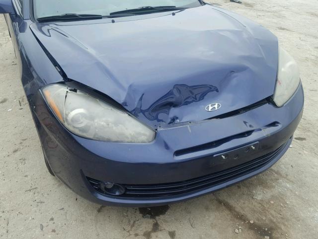 KMHHM66D37U258208 - 2007 HYUNDAI TIBURON GS BLUE photo 9