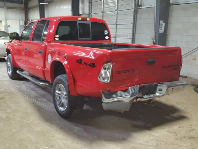 1D7HG48N44S691250 - 2004 DODGE DAKOTA QUA RED photo 3