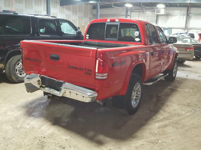 1D7HG48N44S691250 - 2004 DODGE DAKOTA QUA RED photo 4