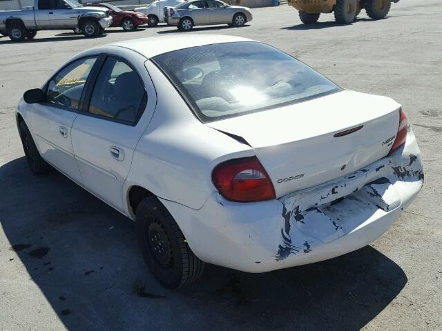 1B3ES26C73D236592 - 2003 DODGE NEON SE WHITE photo 3