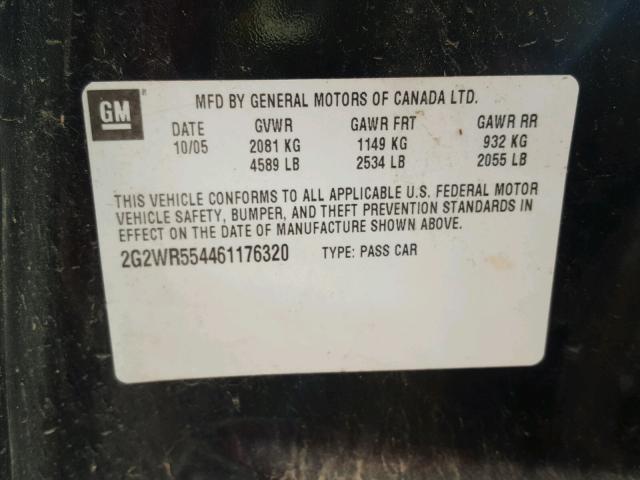 2G2WR554461176320 - 2006 PONTIAC GRAND PRIX 黑色 照片 10