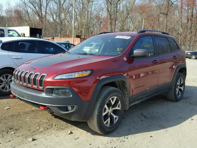 1C4PJMBS4GW326215 - 2016 JEEP CHEROKEE T RED photo 2