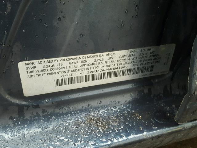 3VWJZ7AJ4AM041009 - 2010 VOLKSWAGEN JETTA S 蓝色 照片 10