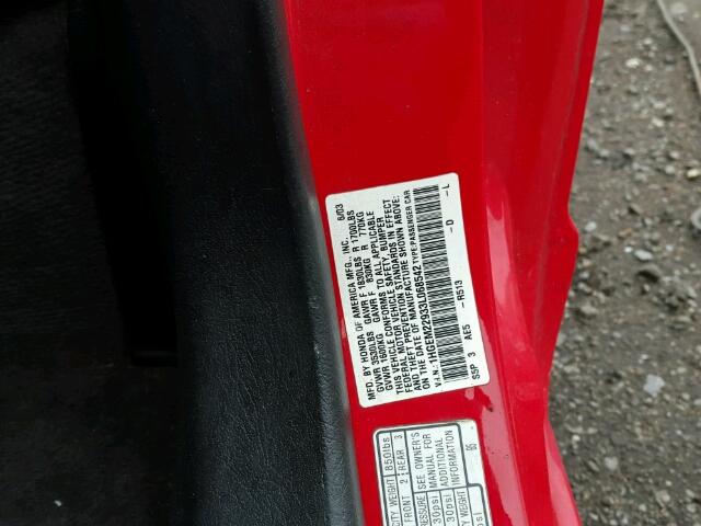 1HGEM22933L068542 - 2003 HONDA CIVIC EX წითელი ფოტო 10