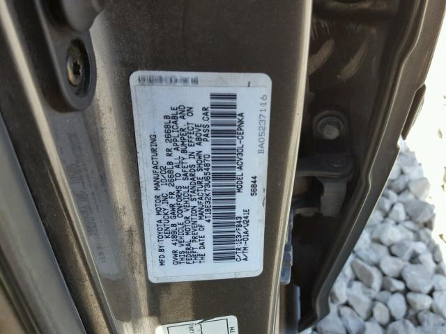 4T1BE32K73U654870 - 2003 TOYOTA CAMRY LE GRAY photo 10