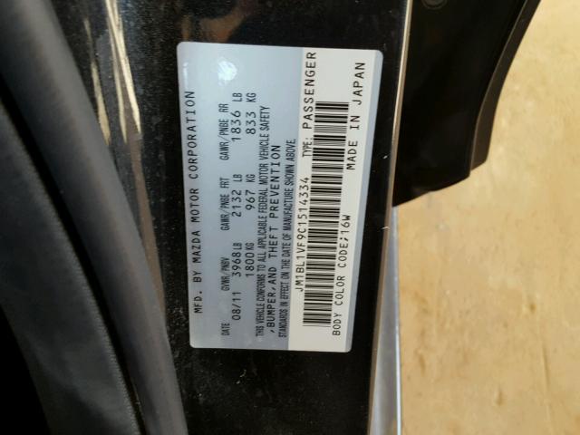 JM1BL1VF9C1514334 - 2012 MAZDA 3 I BLACK photo 10