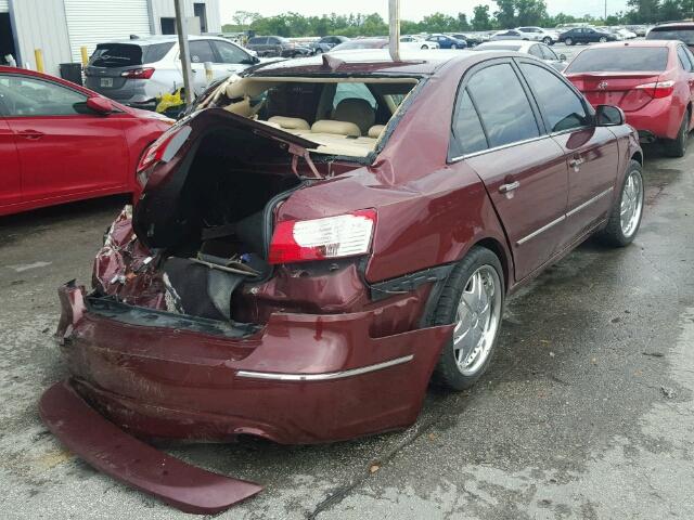 5NPEU46F69H450037 - 2009 HYUNDAI SONATA SE BURGUNDY photo 4